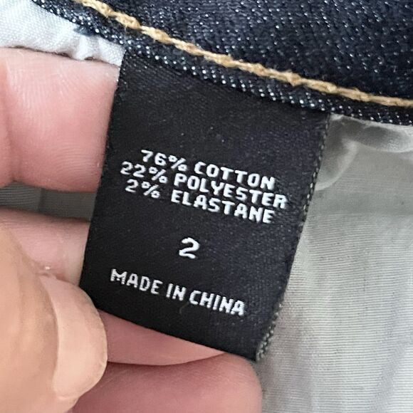 London Wide Leg Jeans 2 Boho Flare Leg Mid Rise Dark Blue Wash Denim Stretch - Picture 8 of 9